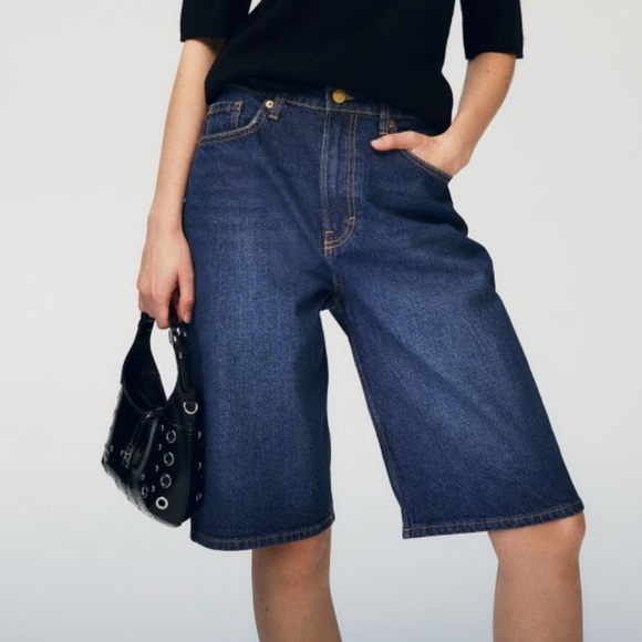 H&M Pants - H&M Bermuda Baggy High Waisted Denim Shorts